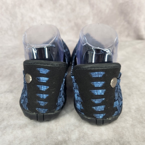 Bernie Mev CATWALK Women's Shoes 38 (7.5) Woven Slip-On Stretch Navy Blue Flats - Picture 2 of 5